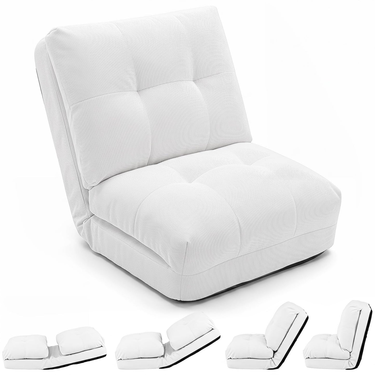 Folding Sofa Chair, 5-Position Adjustable Floor Chair Bed