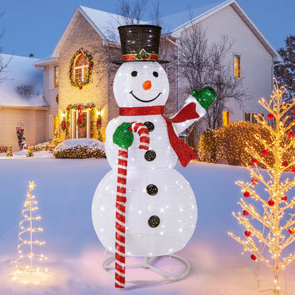 150 cm Large White Pre-lit Lighted Snowman Christmas Decoration