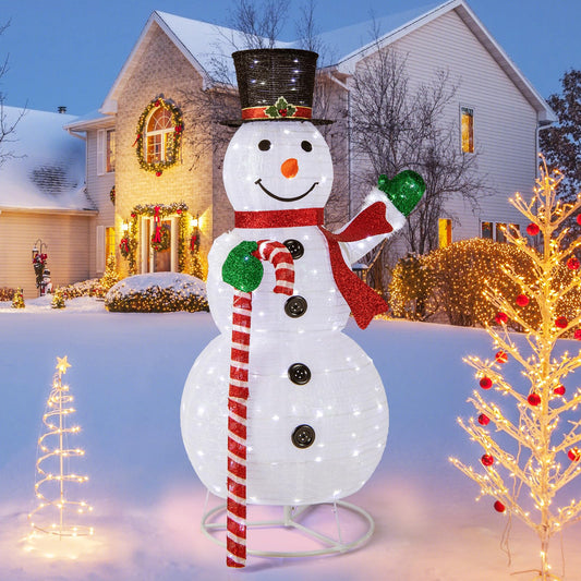 150 cm Large White Pre-lit Lighted Snowman Christmas Decoration