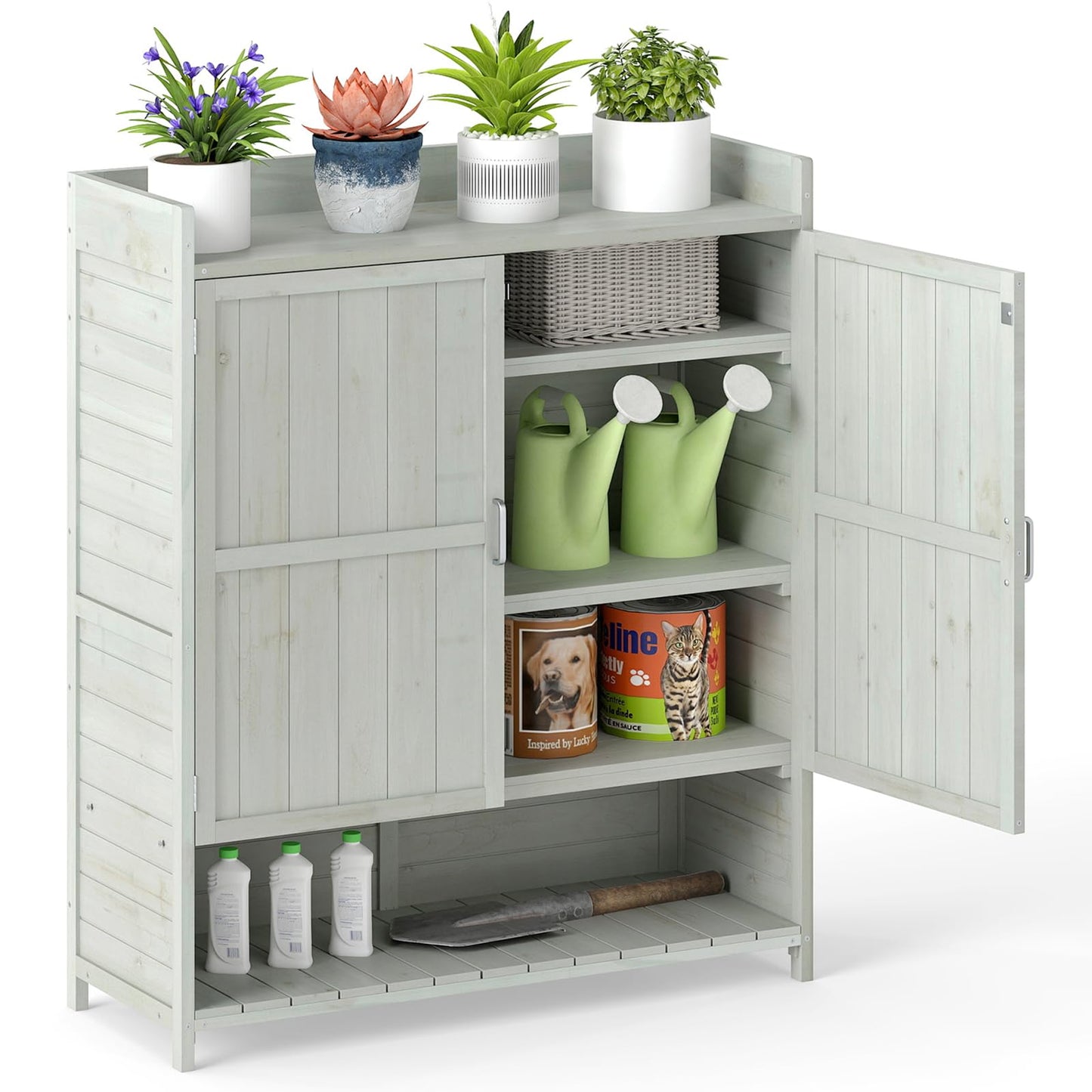 Wooden Garden Shed, Outdoor Tool Storage Shed with Removable Shelves