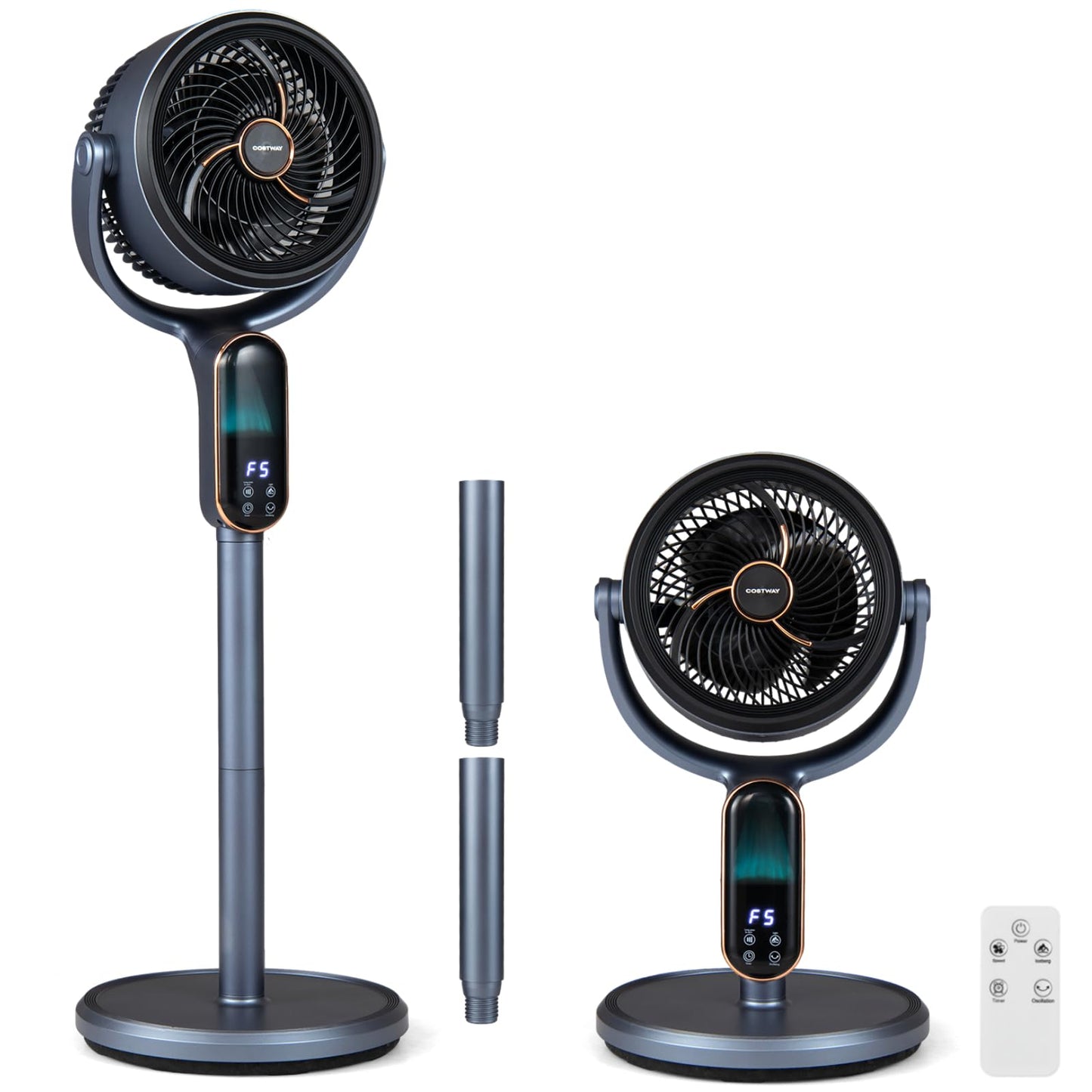Oscillating Pedestal Fan, Height Adjustable Standing Fan with 8 Speeds