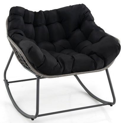 Oversized Patio Wicker Egg Chair with Thick and Removable Cushion