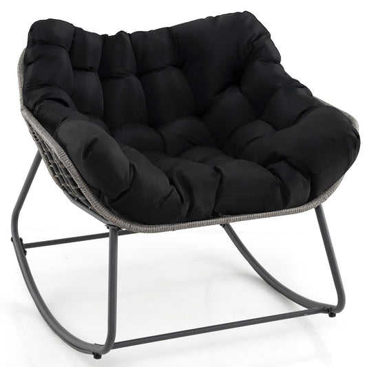 Oversized Patio Wicker Egg Chair with Thick and Removable Cushion