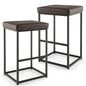 GiantexUK Bar Stools Set of 2, Upholstered PU Leather Kitchen Barstools with Footrest & Adjustable Foot Pads