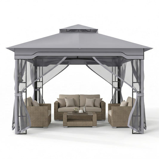 Garden Gazebo, Outdoor Double Roof Patio Pavilion Tent