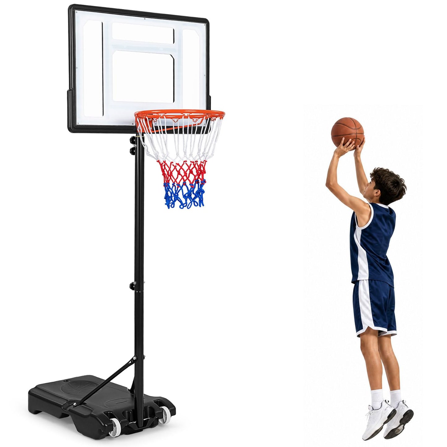 10FT Portable Basketball Hoop and Stand with Wheels