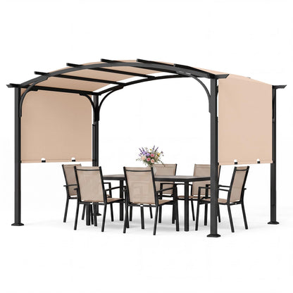 Retractable Pergola, Large Garden Pergola with Sun Shade Canopy, Outdoor Arched Patio Shelter