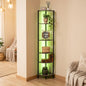 6-Tier Corner Shelf with LED Lights, 172cm Tall Bookshelf