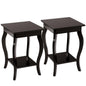 Accent End Table with Elegant Curved Legs and 2-Tier Open Storage Shelves