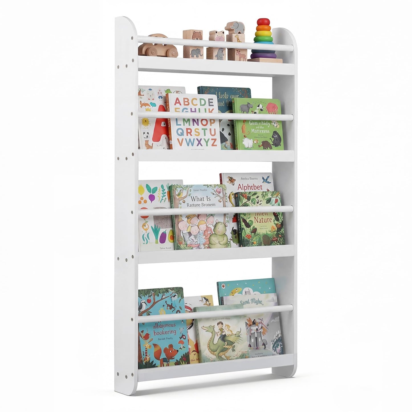 Kids Bookshelf Wall Mounted, 4-Tier Children's Bookcase Book Shelf