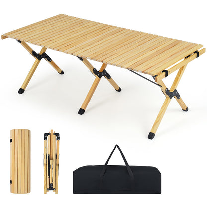 Folding Picnic Table, 4FT Roll Up Camping Table with Storage Bag for 4-6 People