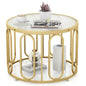 24 Inch Round Coffee Table with Reeded Tempered Glass Top