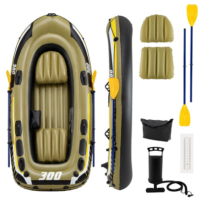 Inflatable Boat, 3/4-Person Fishing Raft Set