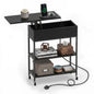 Rolling Lift Top End Table with Charging Station & Hidden Compartment for Living Room