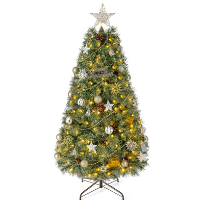 5FT Pre-Lit Artificial Christmas Tree, Hinged Holiday Xmas Tree