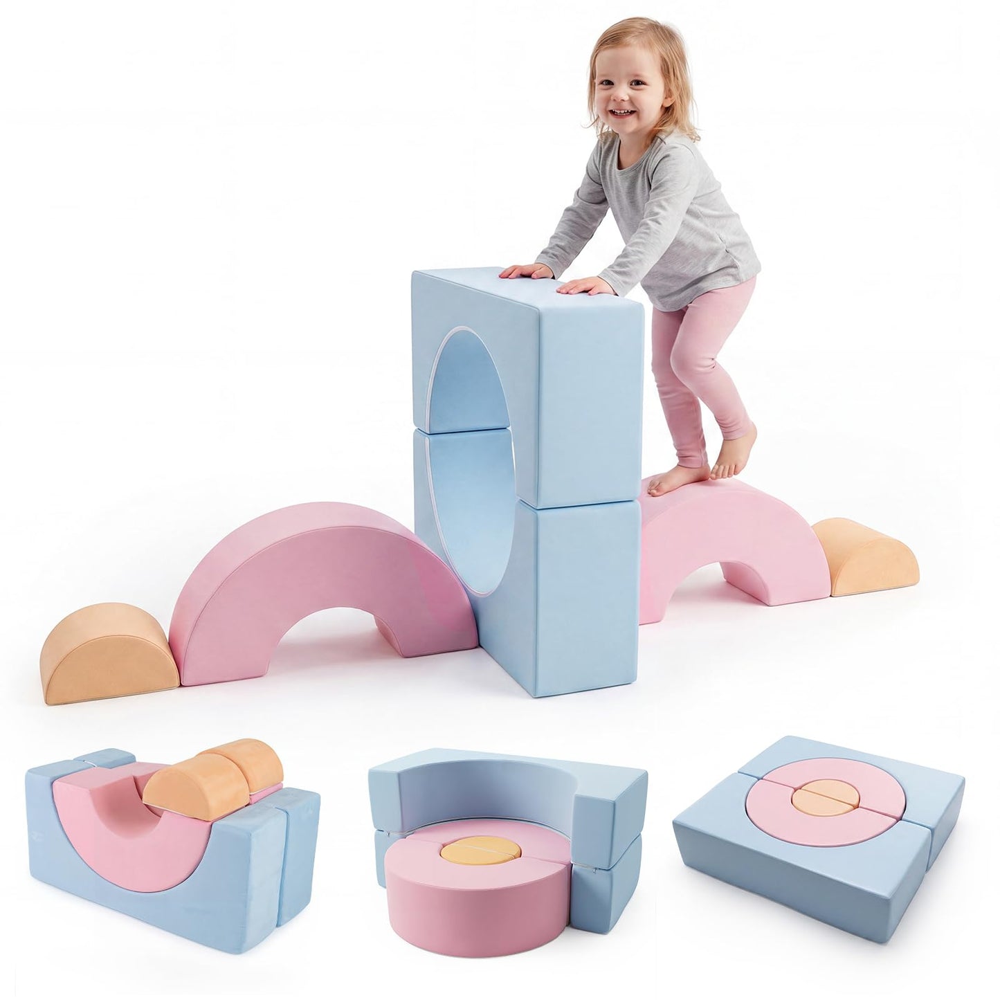 6-Piece Soft Play Climbing Blocks, Baby Climb and Crawl Foam Play Set, Indoor Toddlers Foam