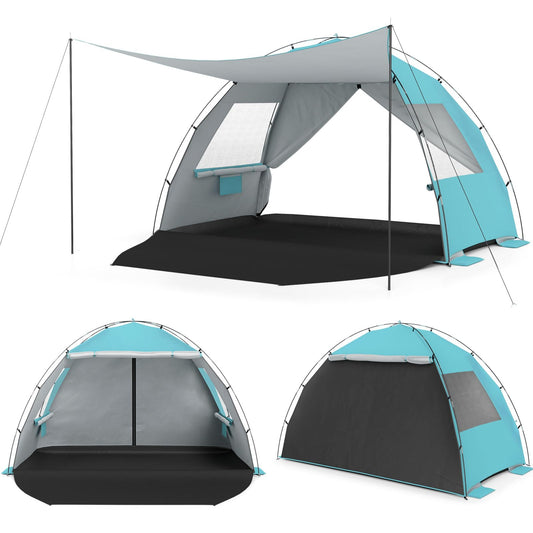 Beach Tent Sun Shelter with Canopy Carry Bag for 5-6 Person