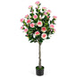 125cm Tall Artificial Camellia Tree, Fake Blooming Flower Tree