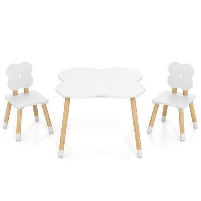 Kids Table and Chair Set, Children Activity Table with 2 Chairs and Pine Wood Legs