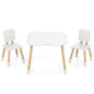 Kids Table and Chair Set, Children Activity Table with 2 Chairs and Pine Wood Legs