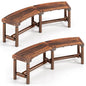 2-3 People Garden Bench, Wooden Curved Fire Pit Bench, Outdoor Loveseat Leisure Porch Seating