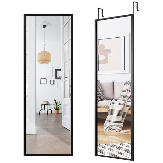 Full Length Wall-Mounted Mirror with Height Adjusting Hooks