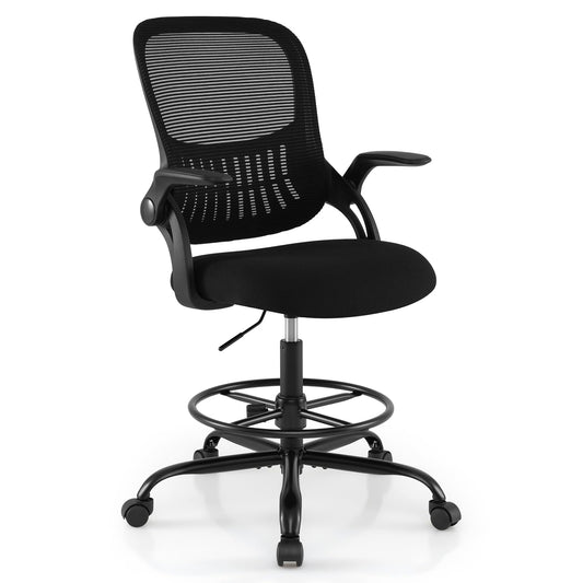 Mesh Drafting Chair, Ergonomic Swivel Office Chair with Adjustable Footrest