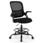Mesh Drafting Chair, Ergonomic Swivel Office Chair with Adjustable Footrest