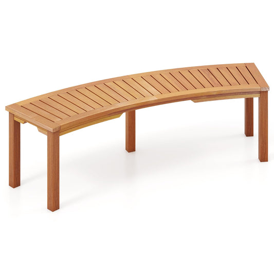 Curved Fire Pit Bench with Slatted Seat and Painted Surface