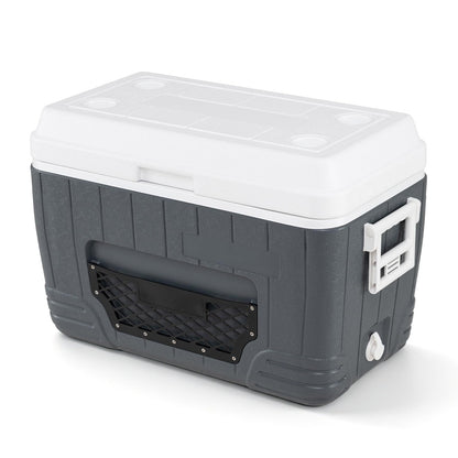 Cup Holders, Drain Plug & Mesh Storage Pocket, Portable Molded Leak-Proof Hard Cooler for Camping