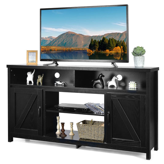 Modern Farmhouse TV Cabinet with Barn Doors for TVs Up to 65 Inches