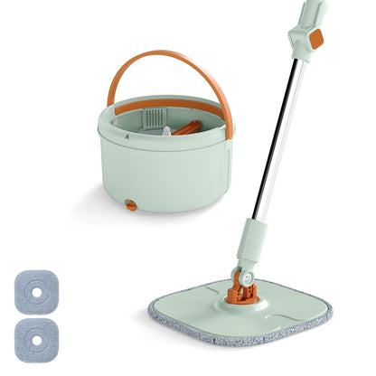 Flat Floor Mop and Bucket System with Washable Microfiber Pads