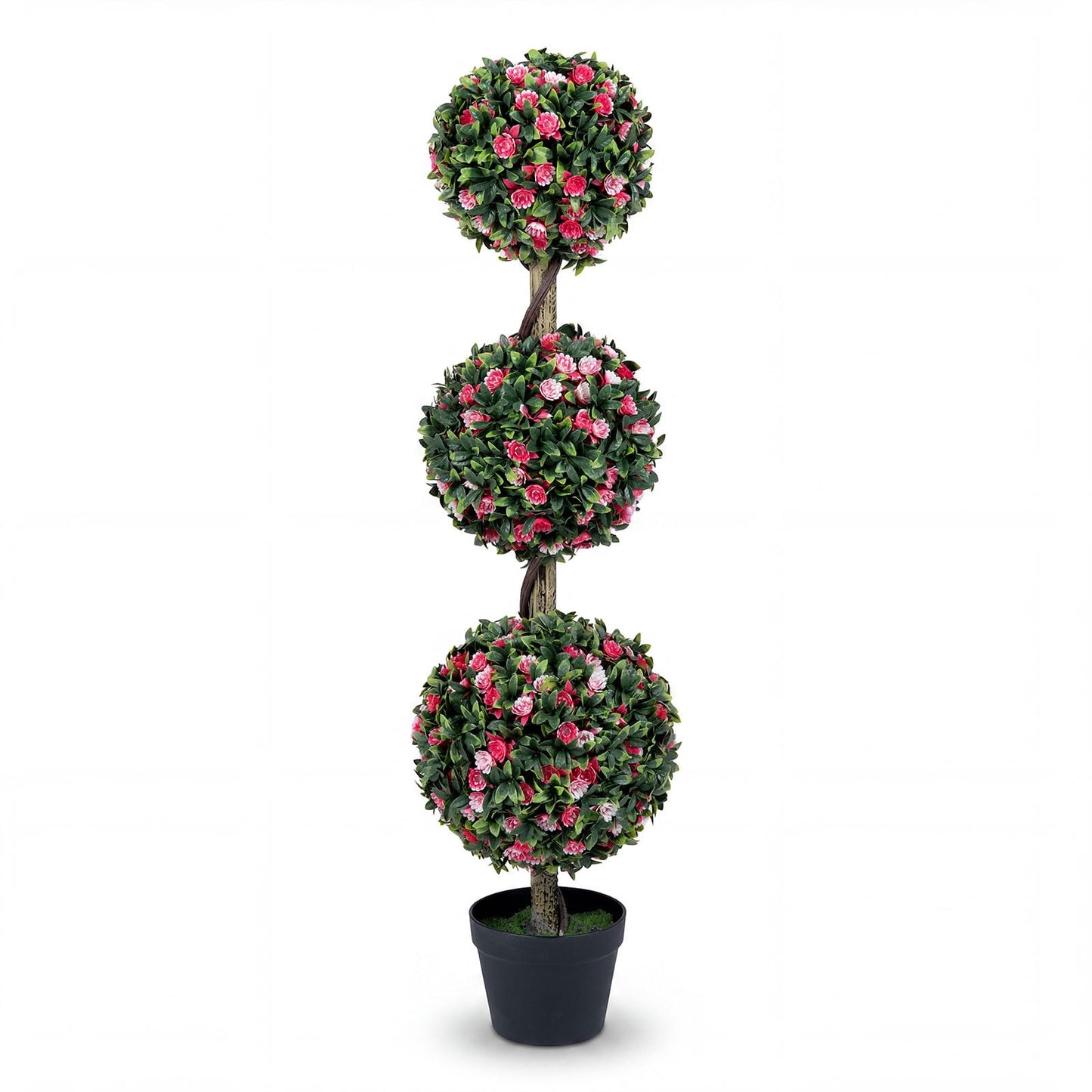 Artificial Rose Topiary Ball Tree, Ball Shaped Fake Plant