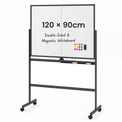 Double Sided Magnetic Whiteboard, Mobile Reversible Dry Erase Board