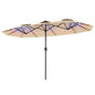 12 Heavy-Duty Ribs Extra Large Sun Umbrella with Lights & Crank Handle