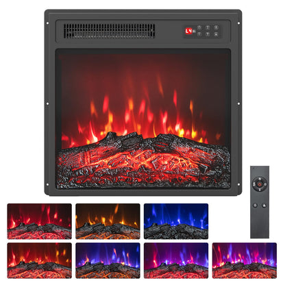19”/48cm Electric Fireplace, Recessed Freestanding Fire Heater with 7 Flame Color