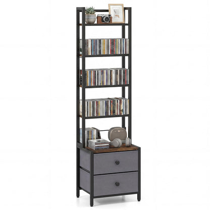 CD Storage Rack with Drawers, 5-Tier DVD Shelf Unit Vinyl Holder