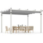 3.68 X 3.05m Metal Pergola with Retractable Roof, Large Garden Pergola