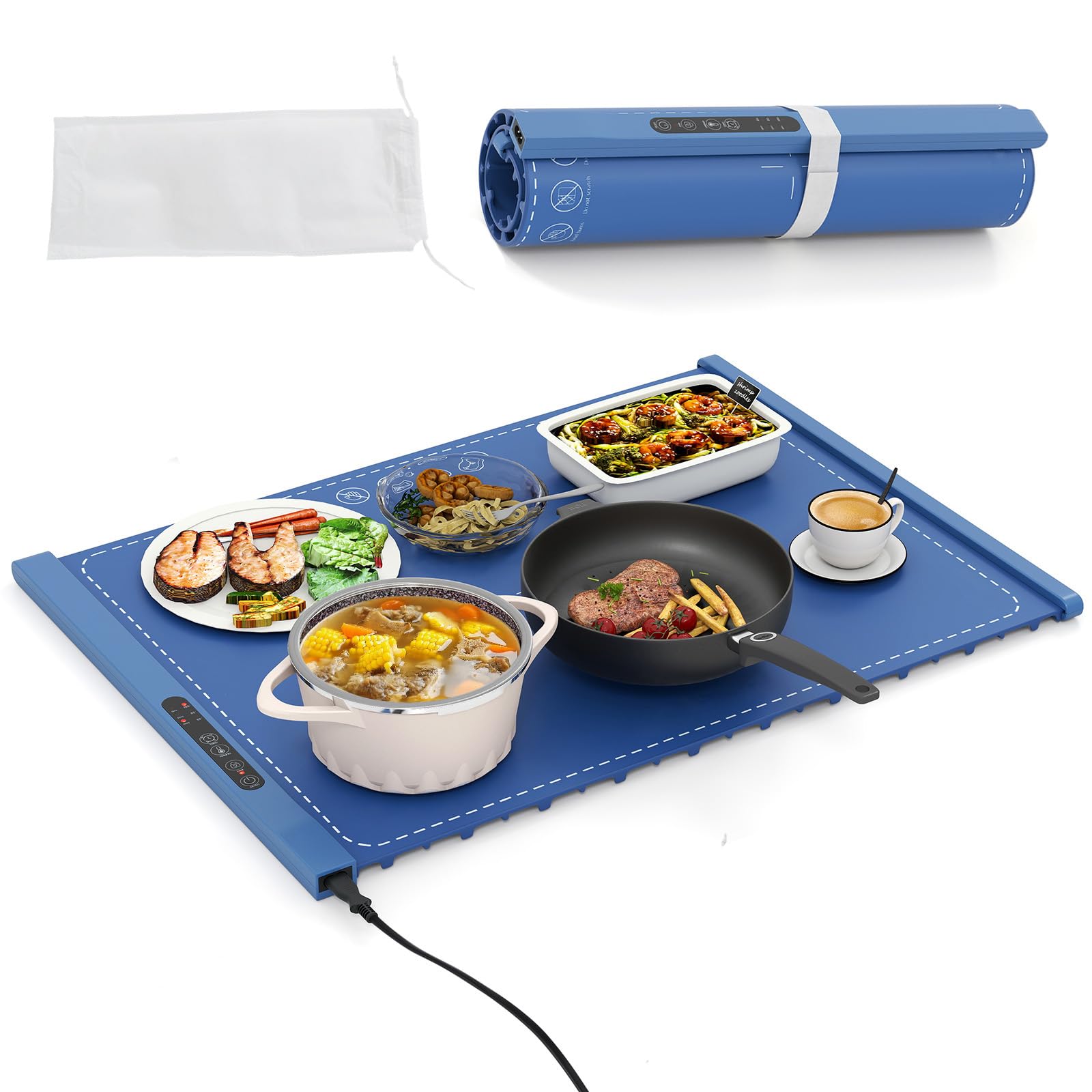 Food Warming Mat with Adjustable Temperature and Timer – GiantexUK