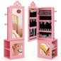 Kids Jewelry Armoire Full Length Mirror with Coat Rack and Storage Shelves