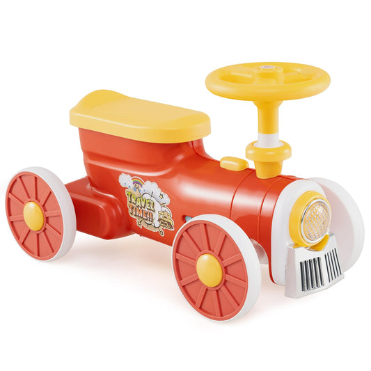Toddler Foot to Floor Sliding Walker with Train Whistle Sound, Steering Wheel