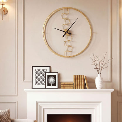 Large Wall Clock, 27”/68cm Metal Non-Ticking Decorative Clock, Battery-Operated Wall Decoration