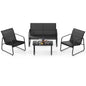Metal Frame Conversation Set with Loveseat & Glass Coffee Table