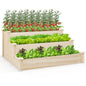 3-tier Fir Wood Raised Garden Bed with Open-ended Base