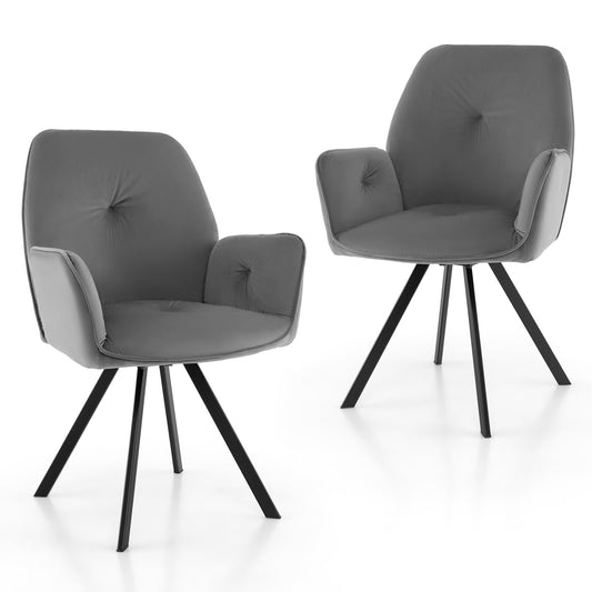 2 PCS Swivel Accent Arm Chairs with Metal Legs and Anti-slip Foot Pads