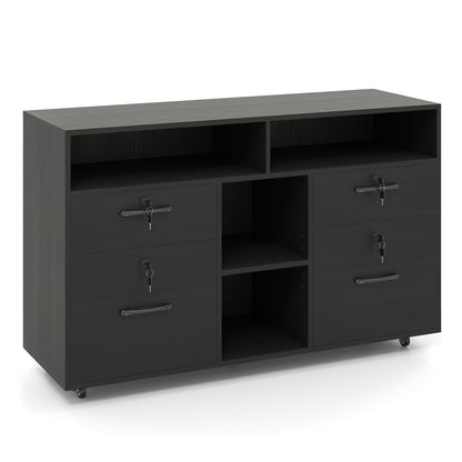 4 Drawers Mobile File Cabinet Storage Organiser Chest with Lock