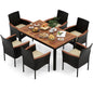7 Pieces PE Rattan Outdoor Patio Dining Set for Yard Garden and Poolside
