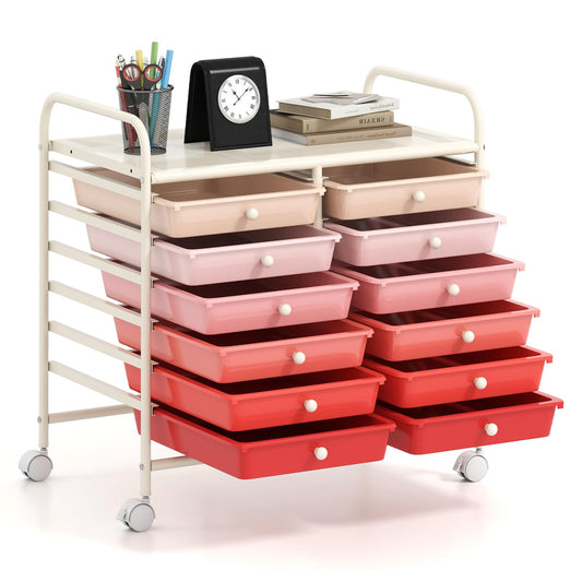 Metal Frame Utility Storage Organizer Cart with Lockable Wheels