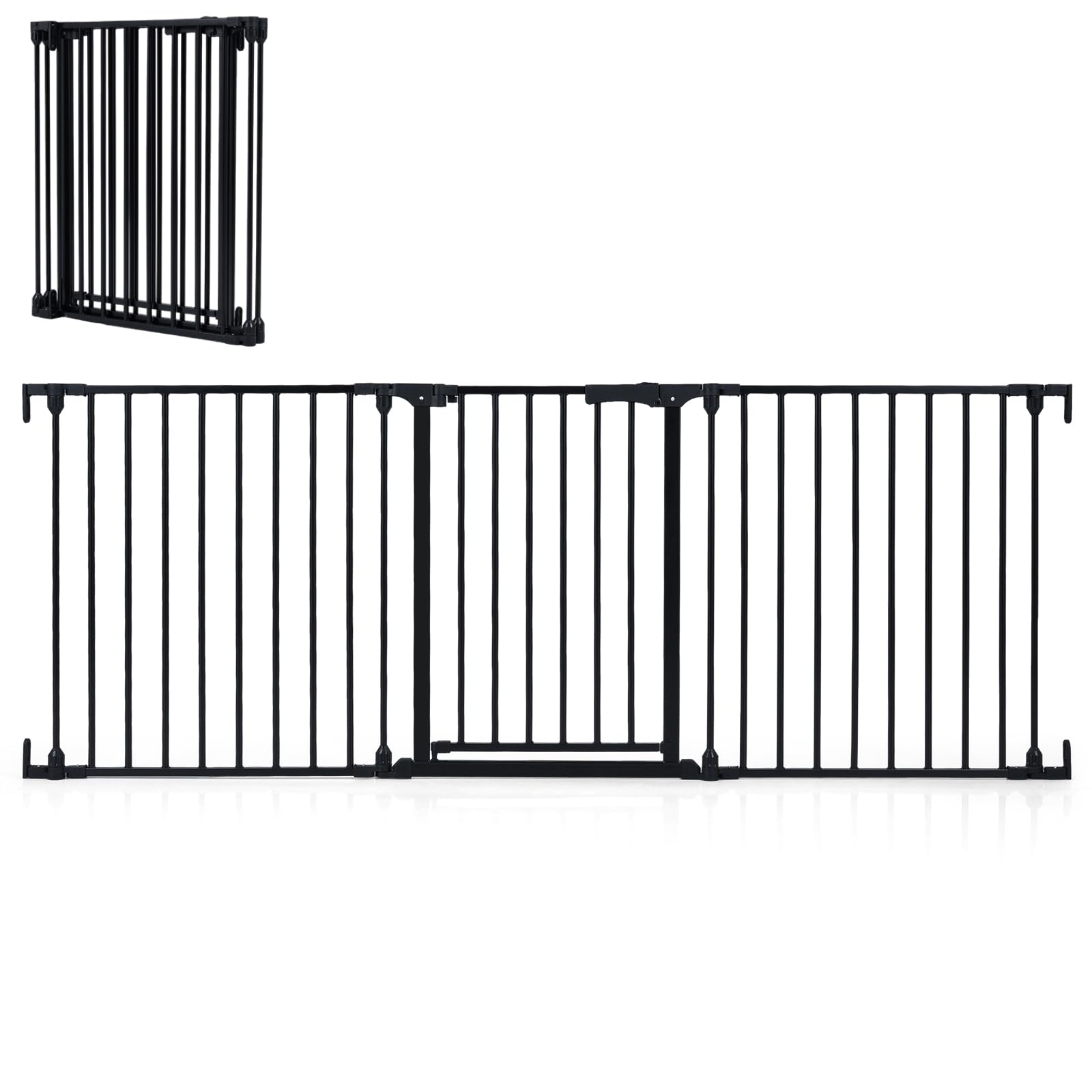 3 Panel Foldable Pet Gate, Pressure Baby Gate with One-hand Opening ...