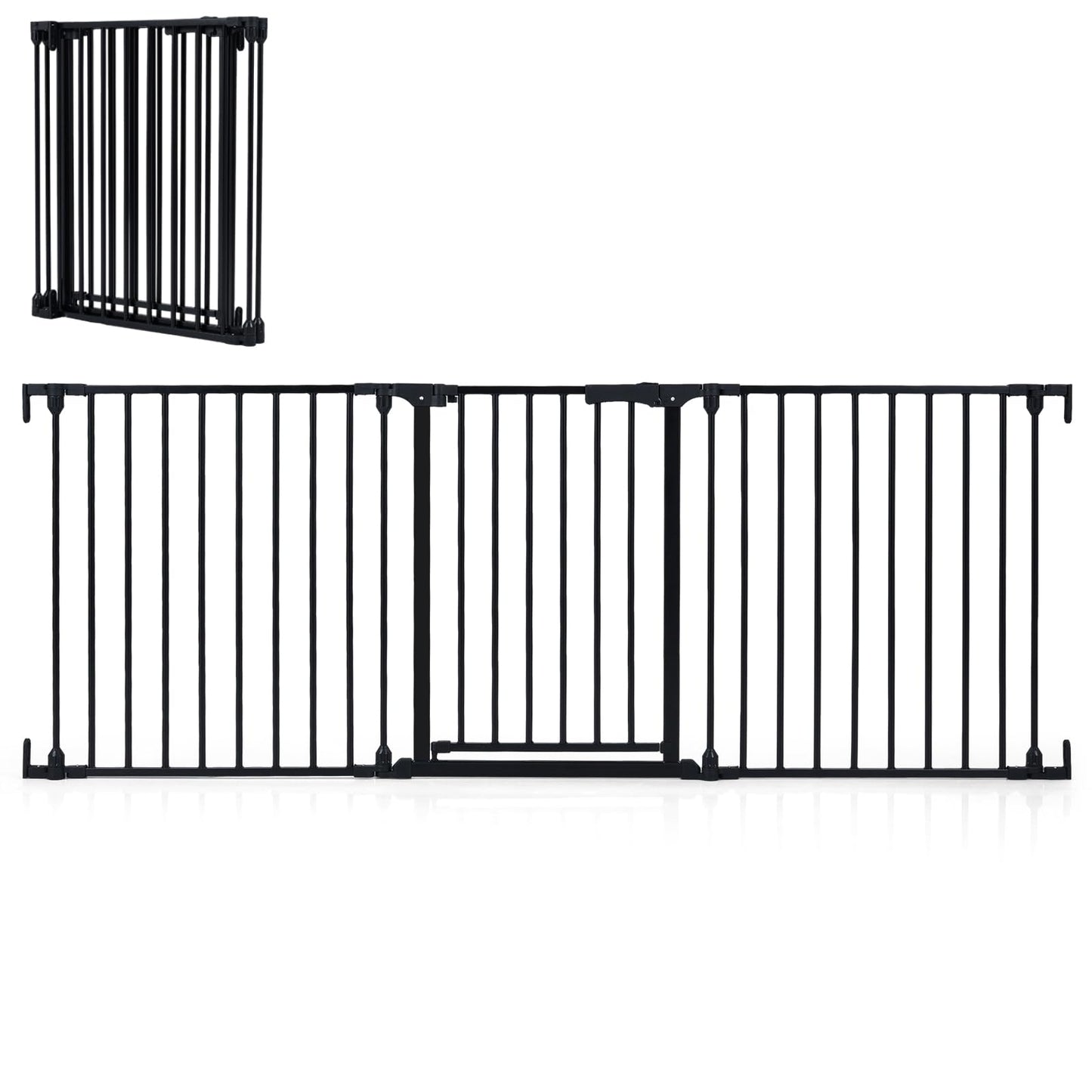 3 Panel Foldable Pet Gate, Pressure Baby Gate with One-hand Opening